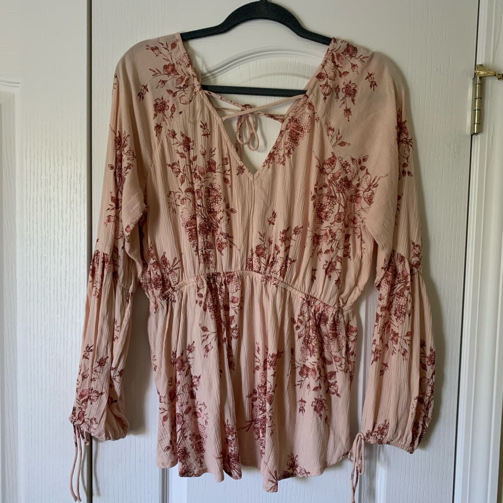Floral Print Peasant Top